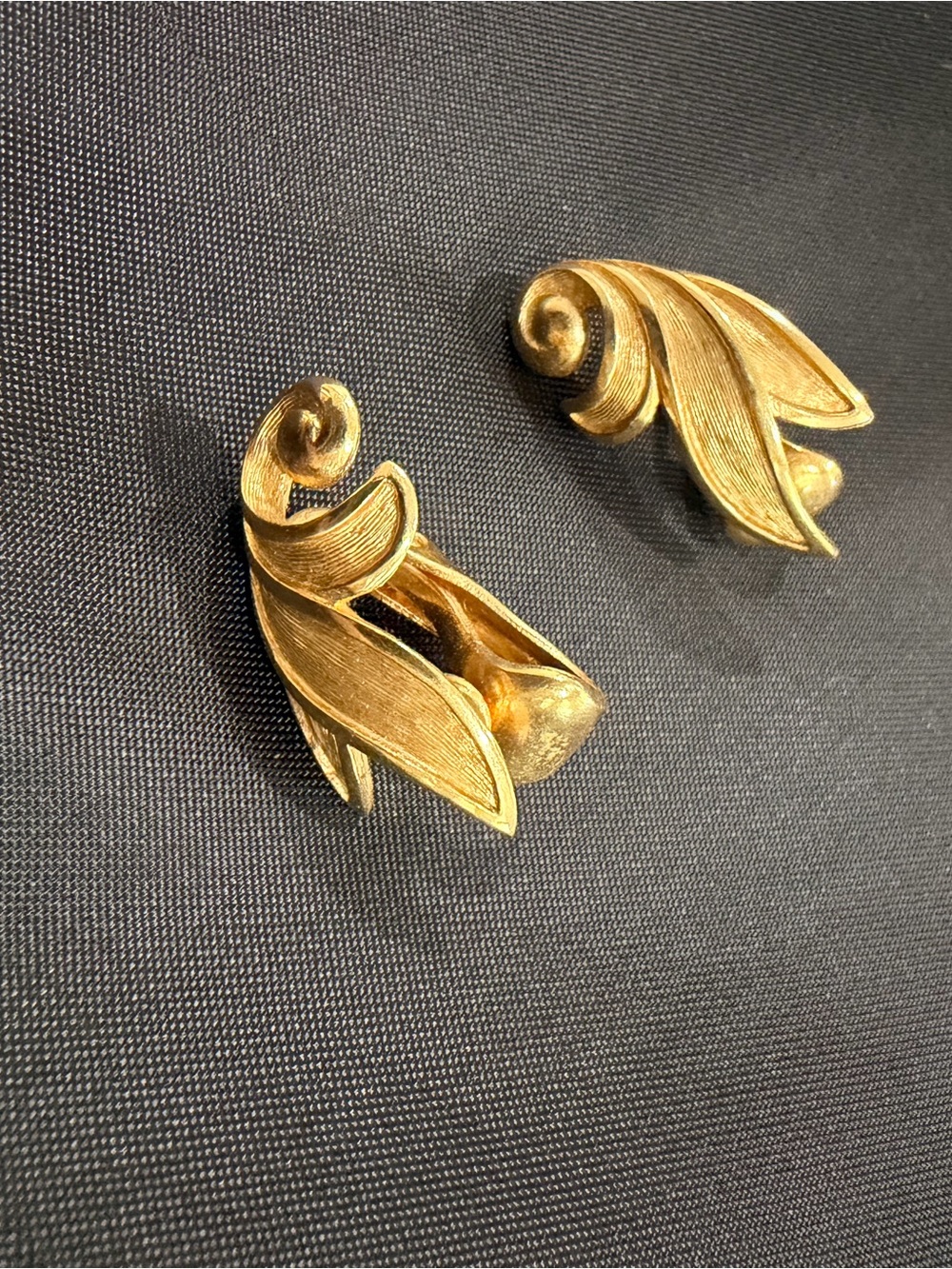 Gold Leaf Sculptural Clip-On Earrings - Women Jewelry